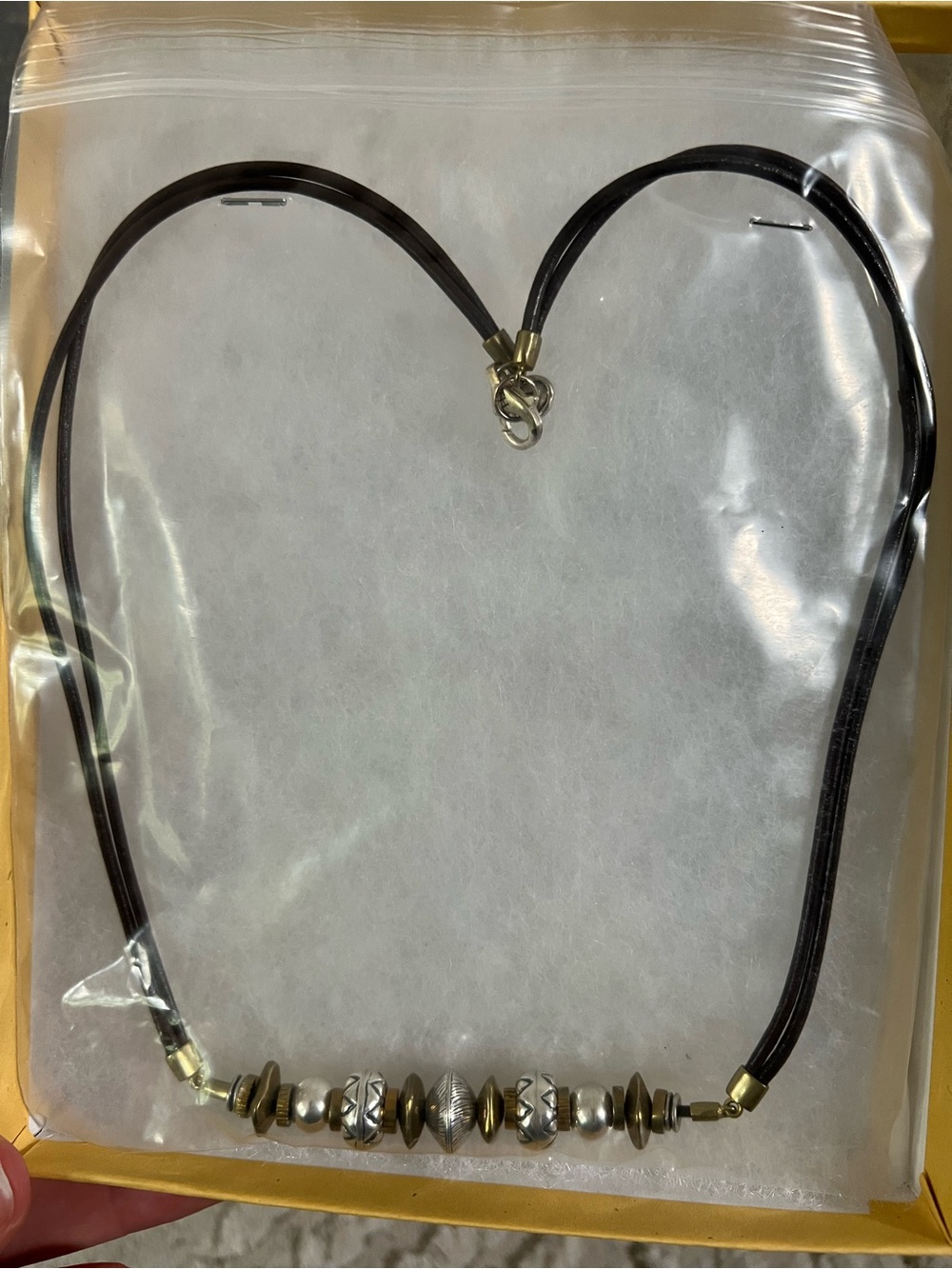 Silpada Necklace — Leather, gold, and silver